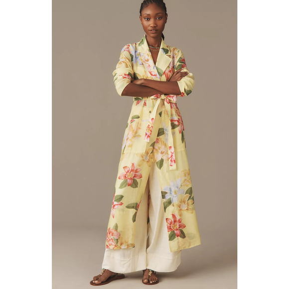 Anthropologie Maeve Sheer Printed Trench Coat - New Small - Picture 1 of 5
